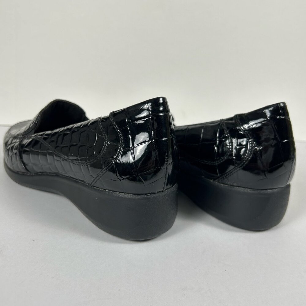 Clarks Gael Bobtail Loafers Black Croc Patent Comfort Slip-On Size 11 - Picture 5 of 13